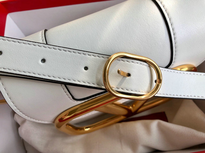 Valentino Small Supervee Calfskin Crossbody Bag White V07194