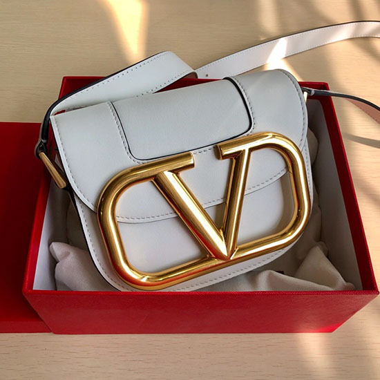 Valentino Small Supervee Calfskin Crossbody Bag White V07194