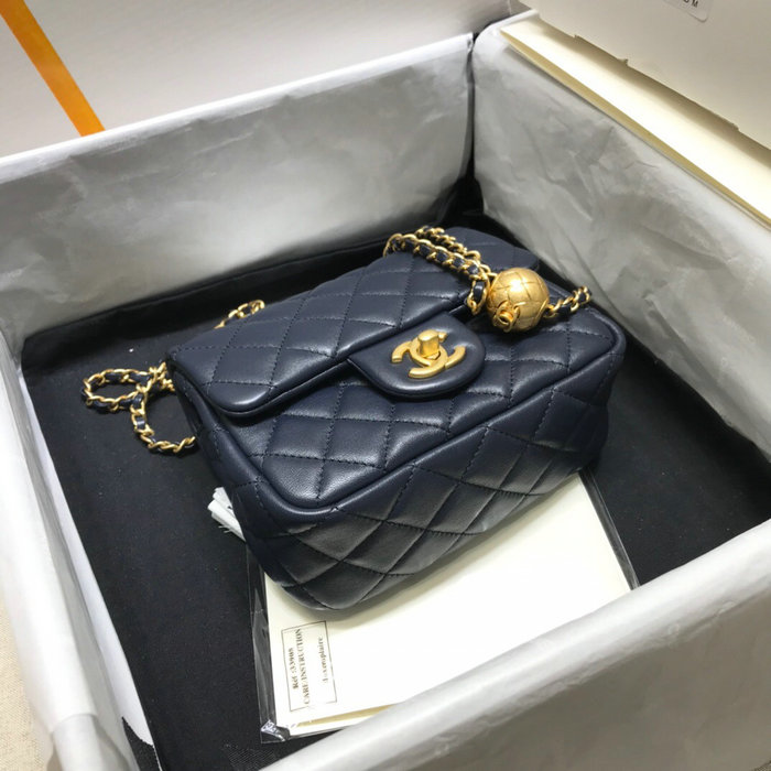 Chanel Lambskin Flap Bag Blue AS1786