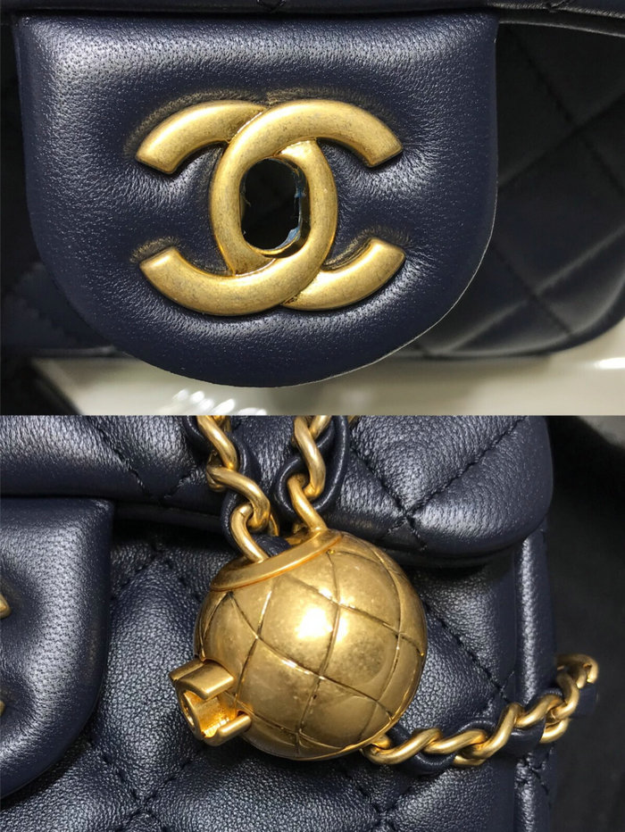 Chanel Lambskin Flap Bag Blue AS1786