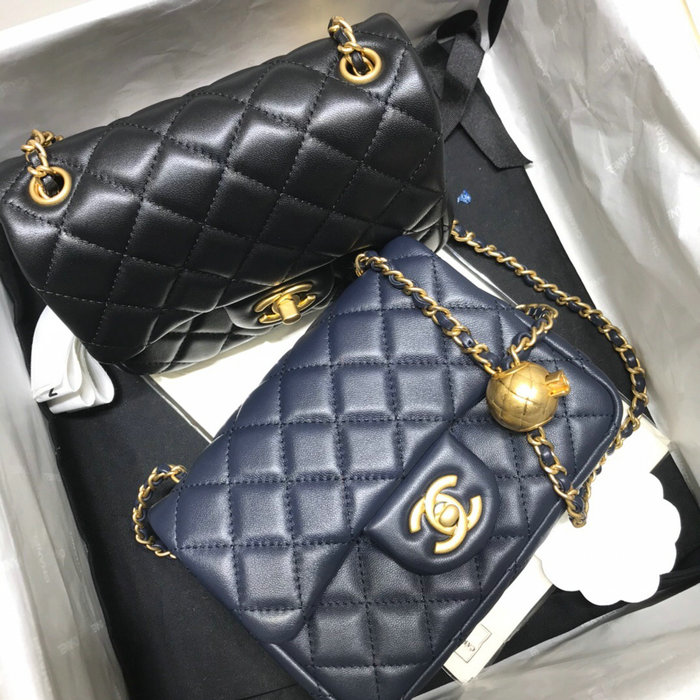 Chanel Lambskin Flap Bag Blue AS1786