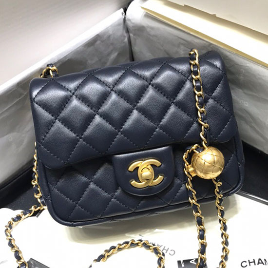 Chanel Lambskin Flap Bag Blue AS1786