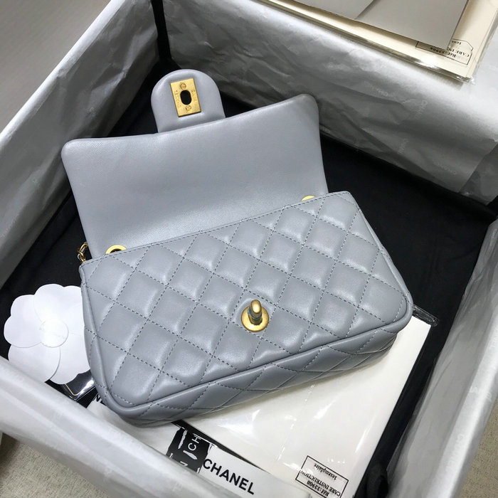 Chanel Lambskin Flap Bag Grey AS1786