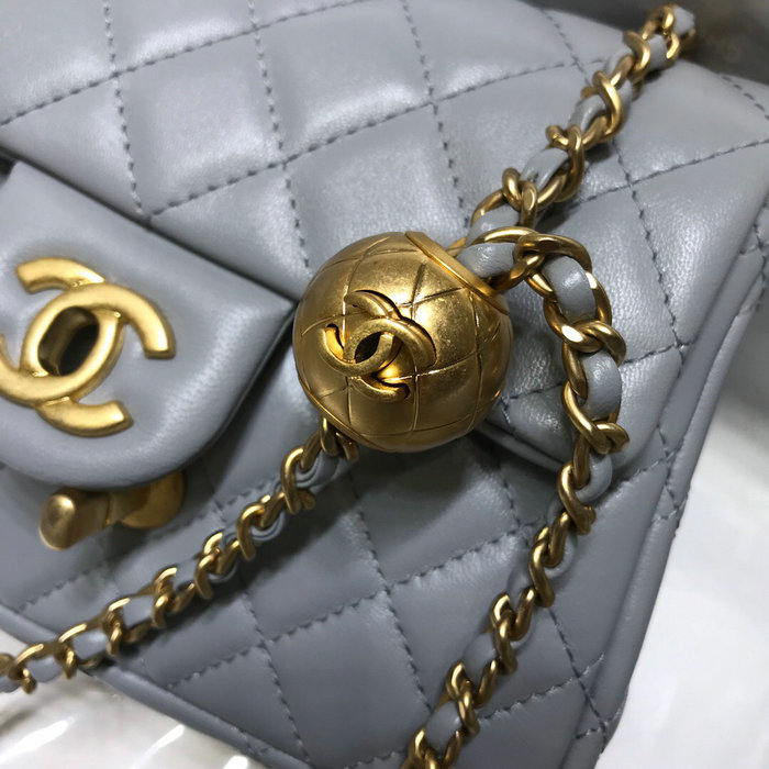 Chanel Lambskin Flap Bag Grey AS1786