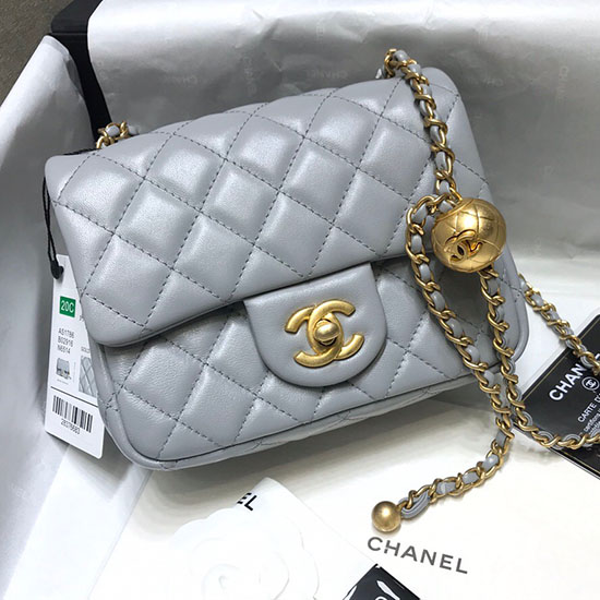 Chanel Lambskin Flap Bag Grey AS1786