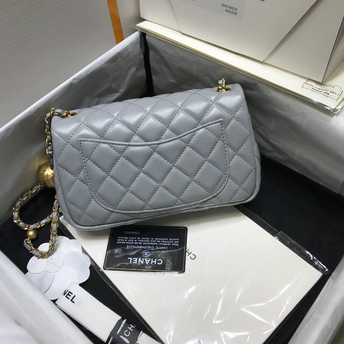 Chanel Lambskin Flap Bag Grey AS1787