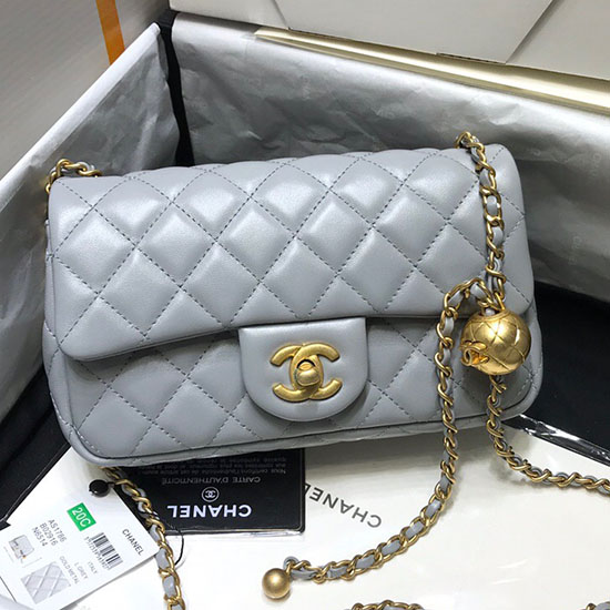 Chanel Lambskin Flap Bag Grey AS1787