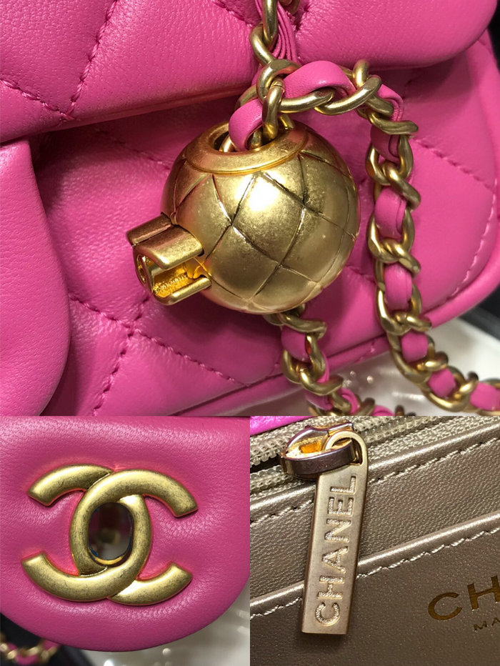 Chanel Lambskin Flap Bag Pink AS1787