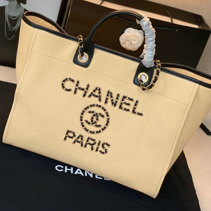 Chanel Calfskin Cabas Tote Bag Beige A13103