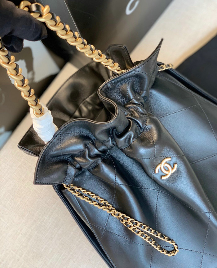 Chanel Calfskin Drawstring Bag Black A13101