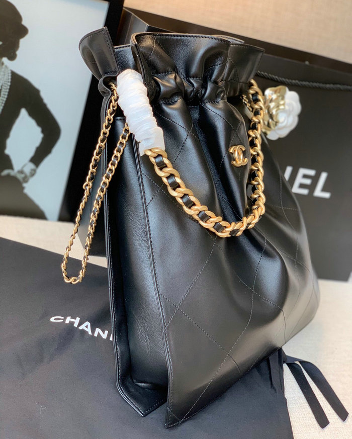 Chanel Calfskin Drawstring Bag Black A13101