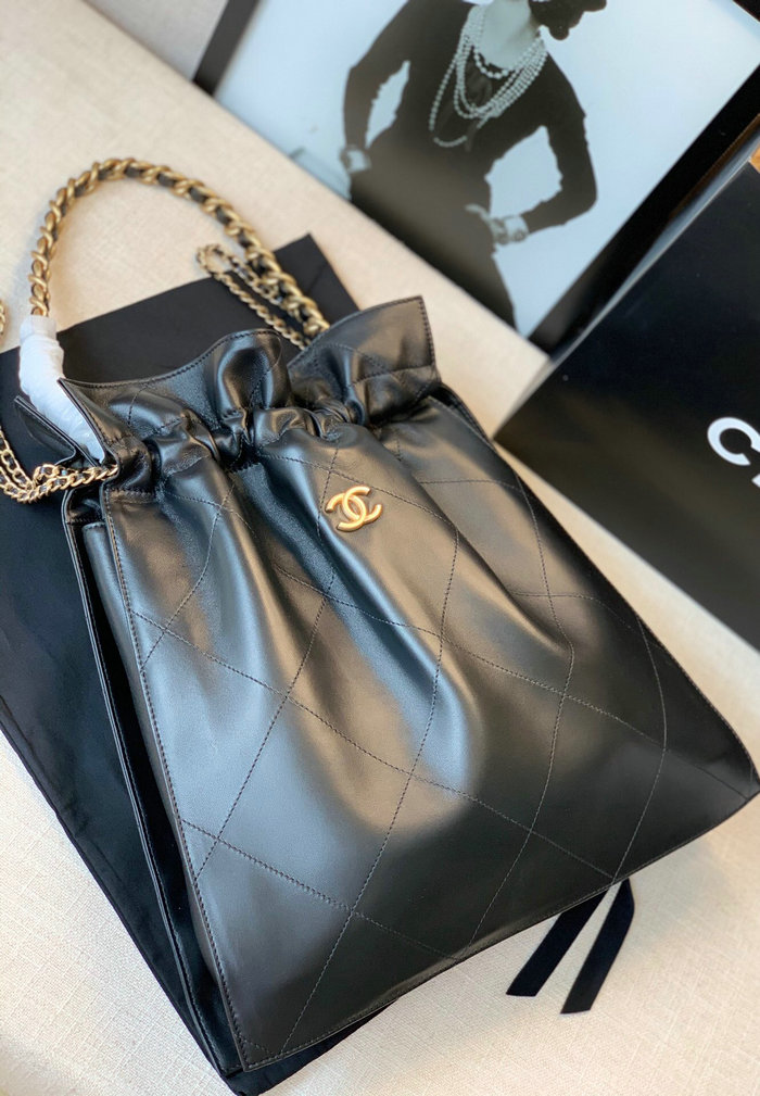 Chanel Calfskin Drawstring Bag Black A13101