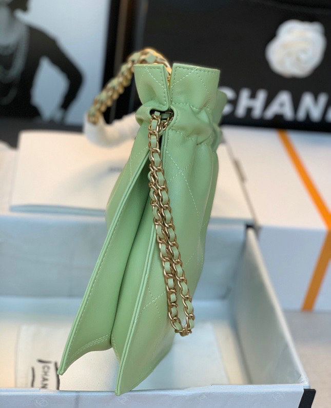 Chanel Calfskin Drawstring Bag Green A13101