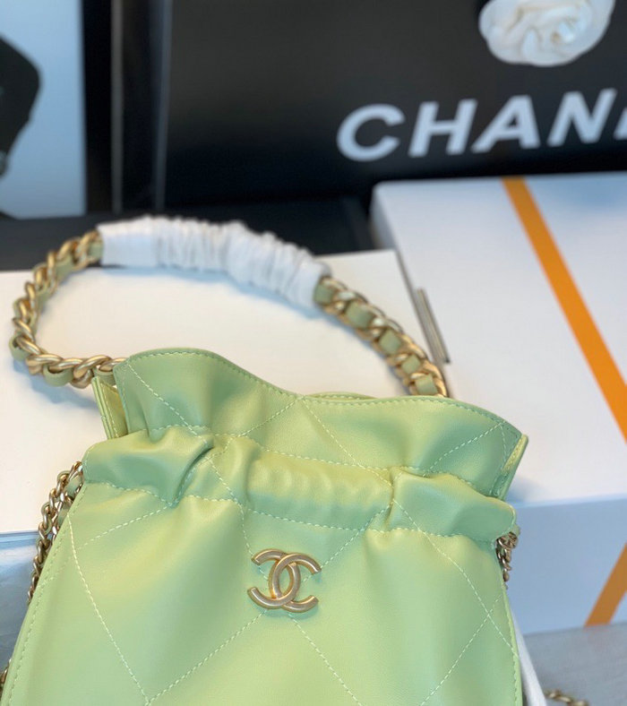 Chanel Calfskin Drawstring Bag Green A13101