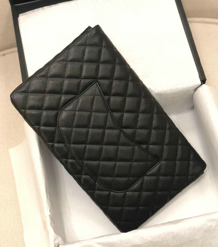 Chanel Grained Calfskin Clutch Bag Black A13105