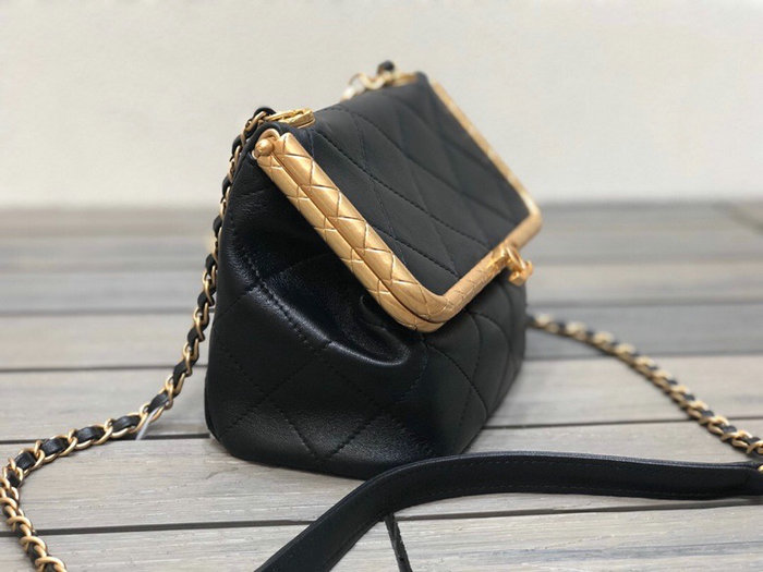 Chanel Lambskin Clasp Bag Black AS1886