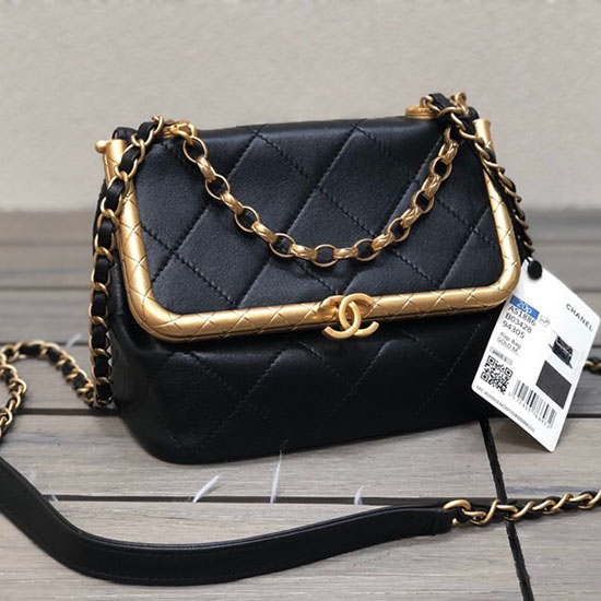 Chanel Lambskin Clasp Bag Black AS1886