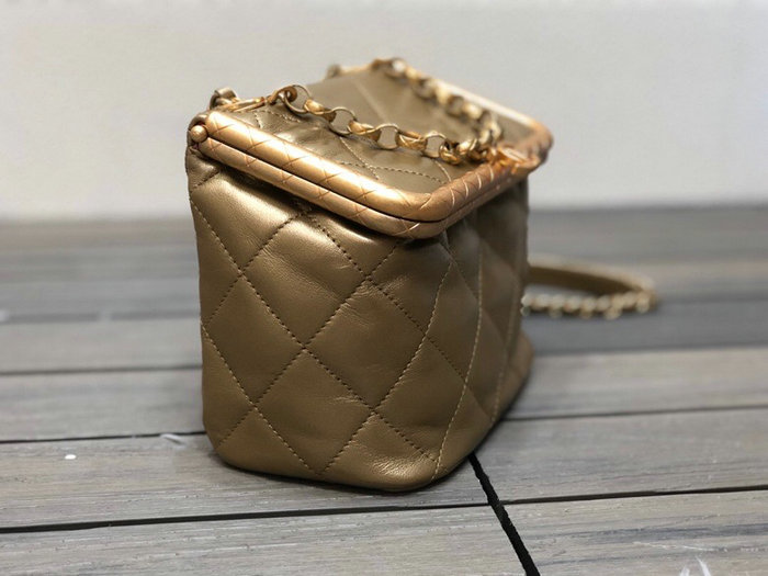 Chanel Lambskin Clasp Bag Gold AS1886