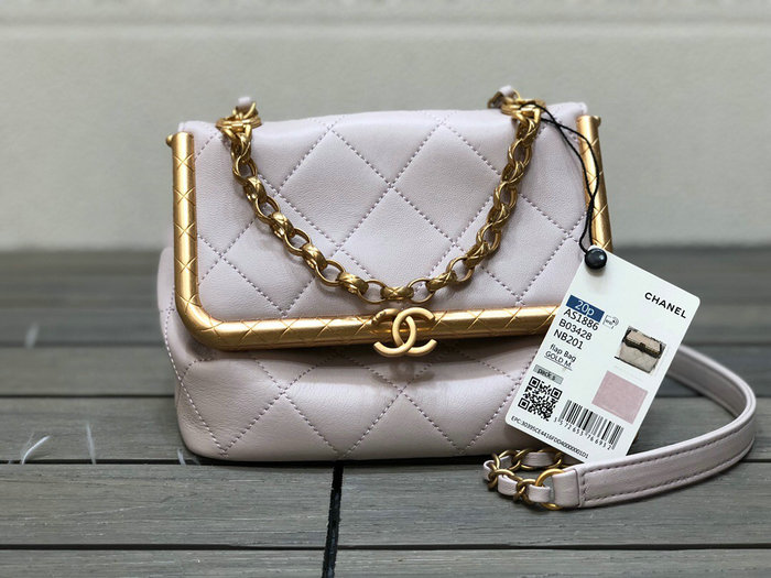 Chanel Lambskin Clasp Bag Pink AS1886