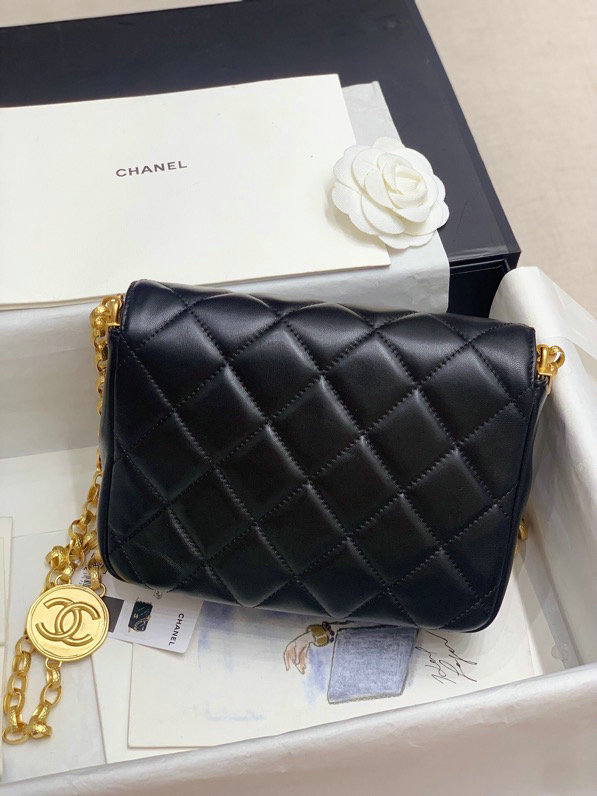 Chanel Lambskin Flap Bag Black AS2222