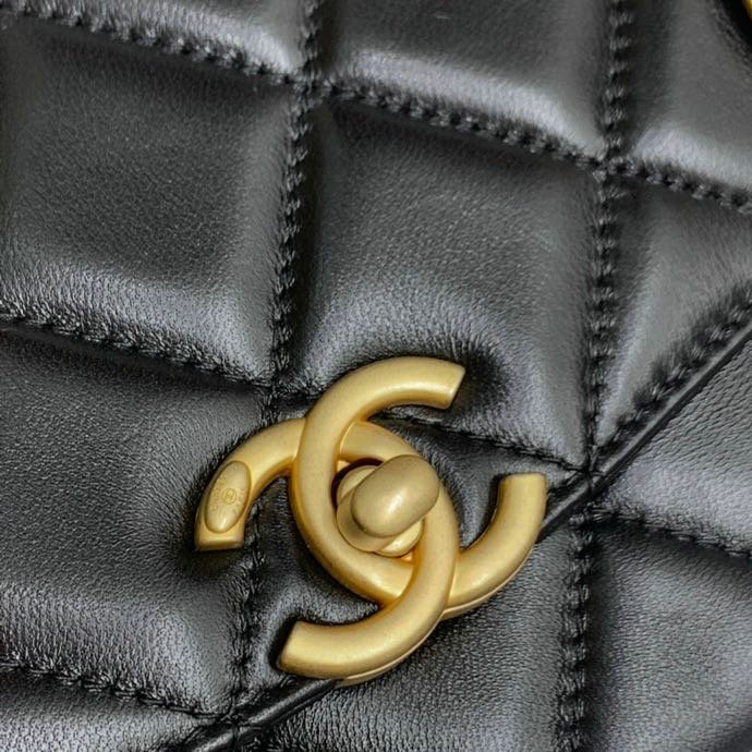 Chanel Lambskin Flap Bag Black AS2222