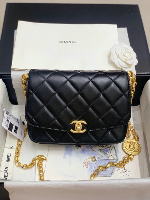 Chanel Lambskin Small Flap Bag Black AS2189