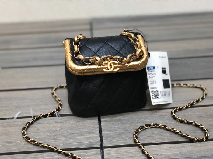 Chanel Lambskin Small Kiss-Lock Bag Black AS1885