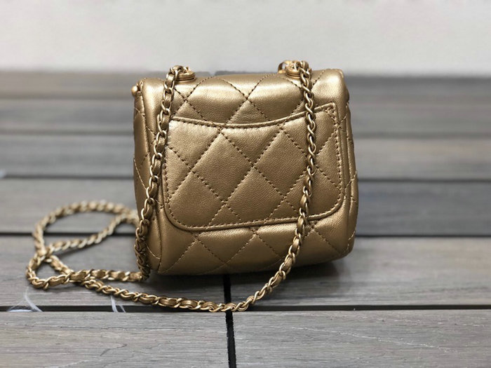 Chanel Lambskin Small Kiss-Lock Bag Gold AS1885