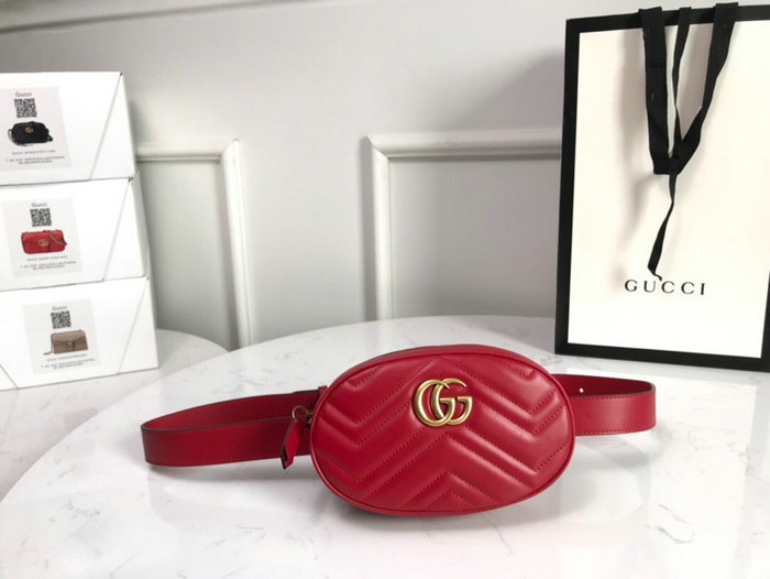 Gucci GG Marmont Matelasse Leather Belt Bag Red 476434