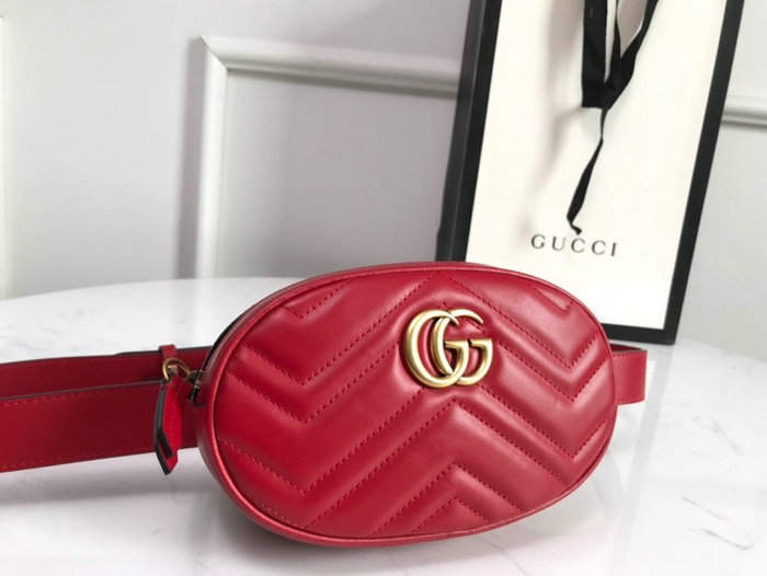 Gucci GG Marmont Matelasse Leather Belt Bag Red 476434