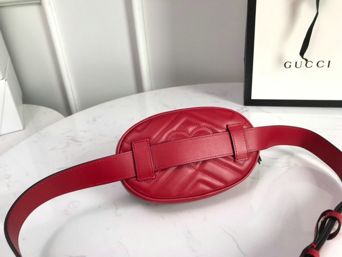 Gucci GG Marmont Matelasse Leather Belt Bag Red 476434