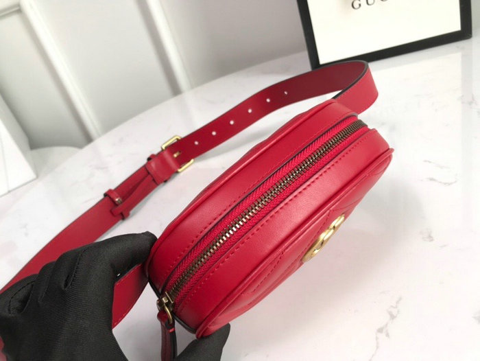 Gucci GG Marmont Matelasse Leather Belt Bag Red 476434