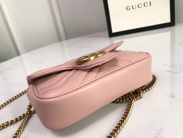 Gucci GG Marmont Matelasse Leather Super Mini Bag Pink 476433