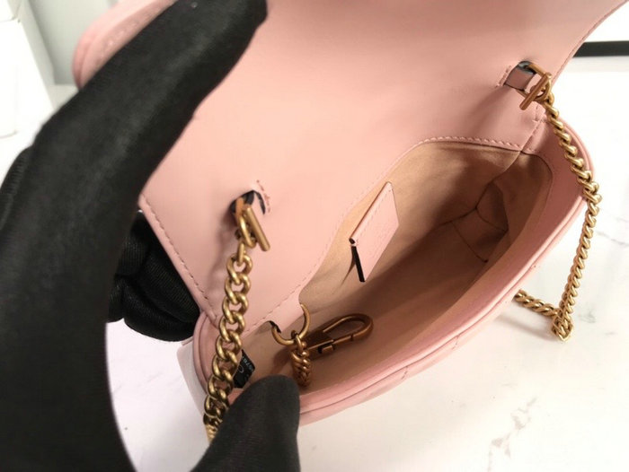 Gucci GG Marmont Matelasse Leather Super Mini Bag Pink 476433