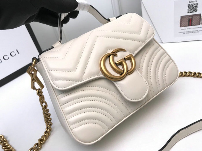 Gucci GG Marmont Mini Top Handle Bag White 547260