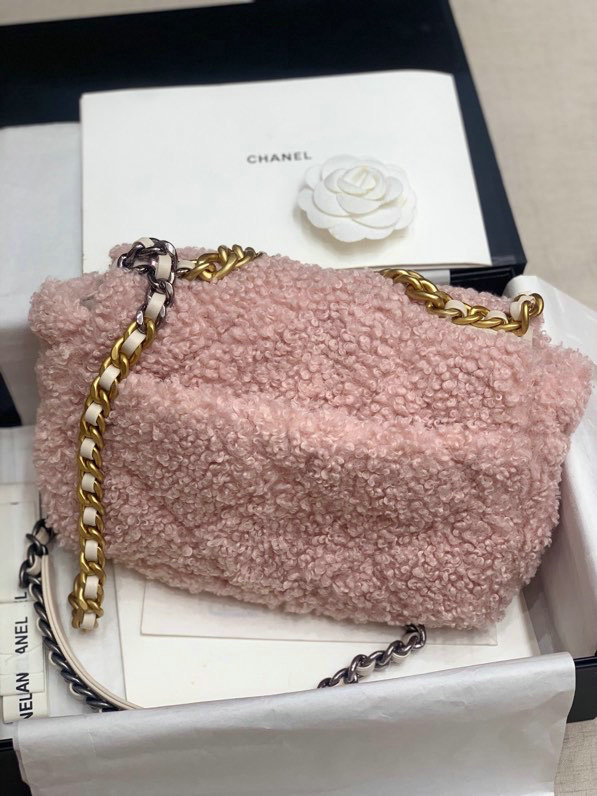 Chanel 19 Wool Large Flap Bag Pink AS1161