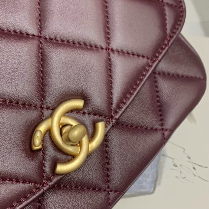 Chanel Lambskin Flap Bag Burgundy AS2222