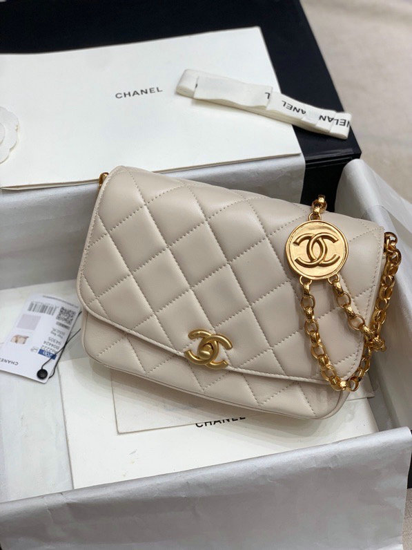 Chanel Lambskin Flap Bag White AS2222