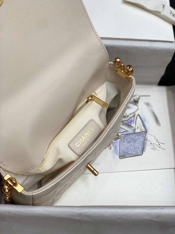 Chanel Lambskin Flap Bag White AS2222