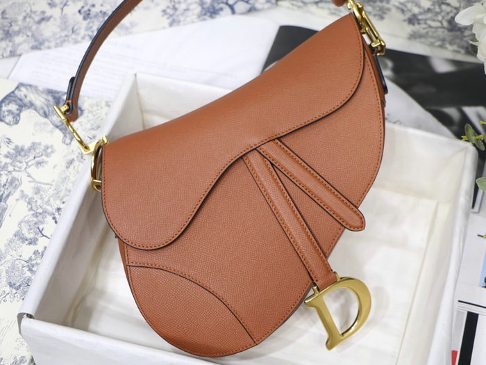 Dior Grained Calfskin Saddle Bag Brown M9001