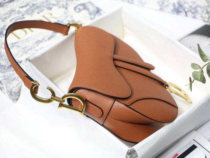 Dior Grained Calfskin Saddle Bag Brown M9001