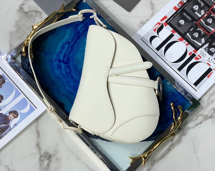 Dior Smooth Calfskin Saddle Bag White M9001