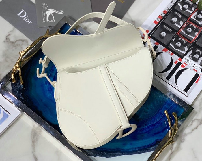 Dior Smooth Calfskin Saddle Bag White M9001