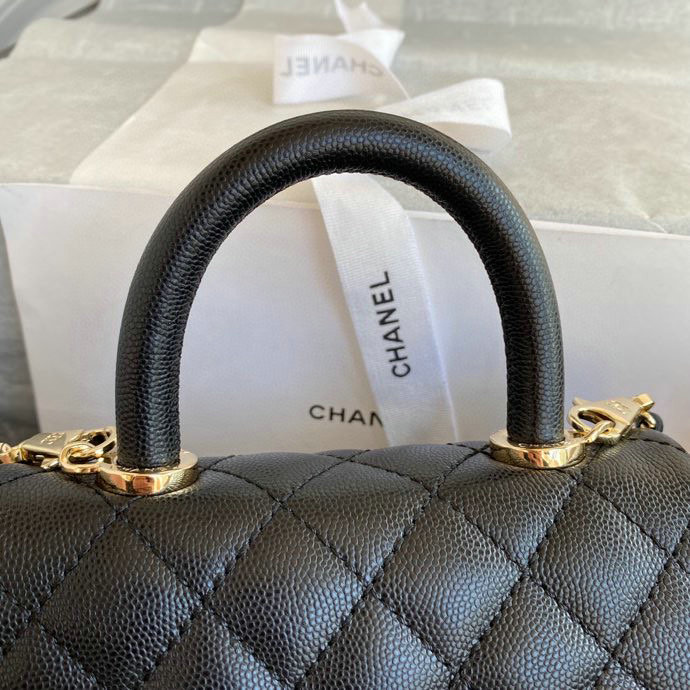 Chanel Mini Flap Bag with Top Handle Black AS2215