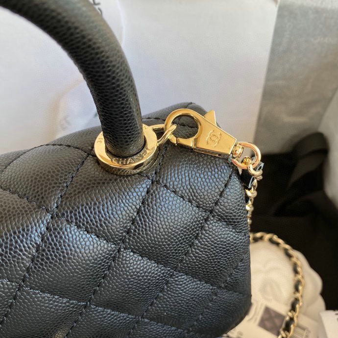 Chanel Mini Flap Bag with Top Handle Black AS2215