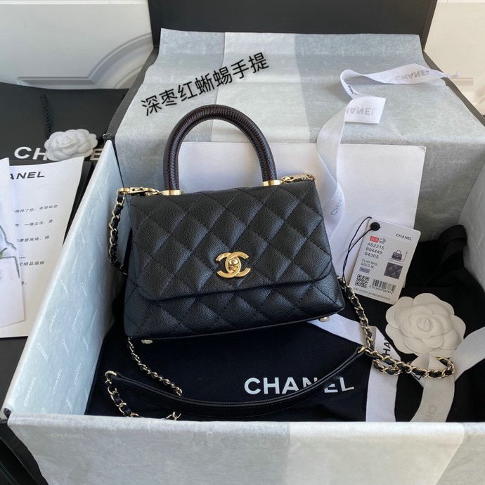 Chanel Mini Flap Bag with Top Handle Black AS22151