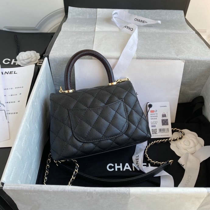 Chanel Mini Flap Bag with Top Handle Black AS22151