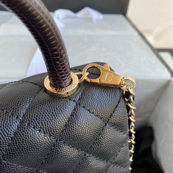 Chanel Mini Flap Bag with Top Handle Black AS22151