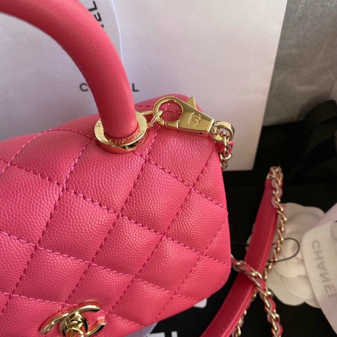 Chanel Mini Flap Bag with Top Handle Pink AS2215