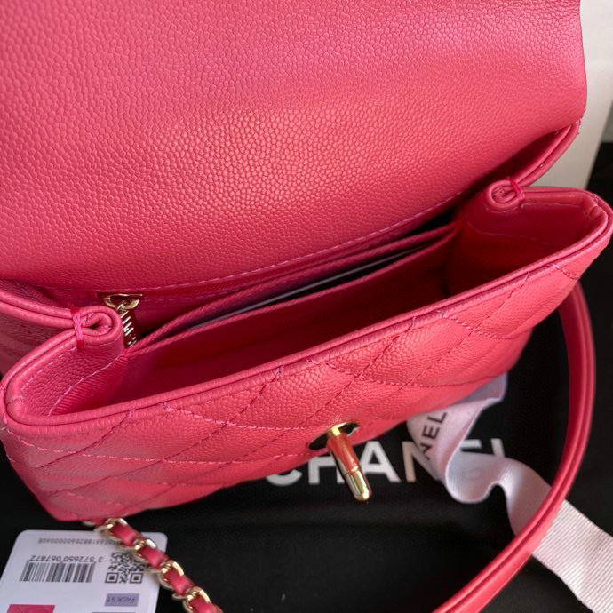 Chanel Mini Flap Bag with Top Handle Pink AS2215